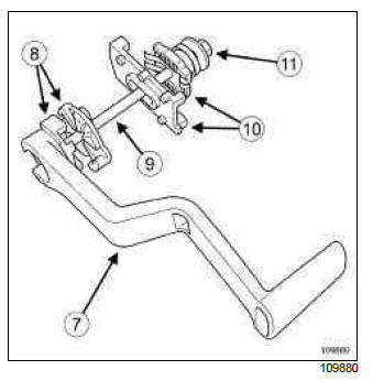 Renault Clio. Steering column adjustment handle: Removal - Refitting